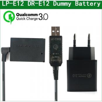 DR-E12 Dummy Battery USB Cable for Canon Cameras