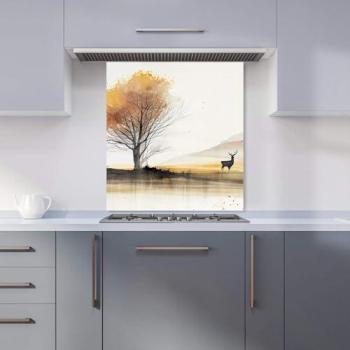 Watercolour Stag Kitchen Backdrop – 600 × 650 mm (Brown)