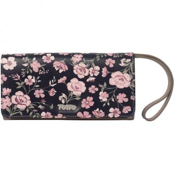 Billetera Totto Mujer Estampado Flores Beige