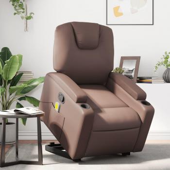 Massagesessel mit Aufstehhilfe und Recliner-Funktion in braunem Kunstleder
