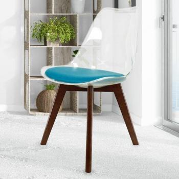 Fusion Living Soho Clear Dining Chair – Square Black Wood Legs