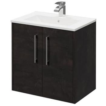 Minimalist 600mm Wall-Mounted Vanity Unit in Metallic Slate
