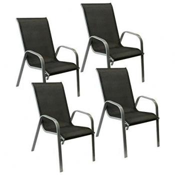 Set de 4 chaises Marbella en textilène gris et aluminium gris