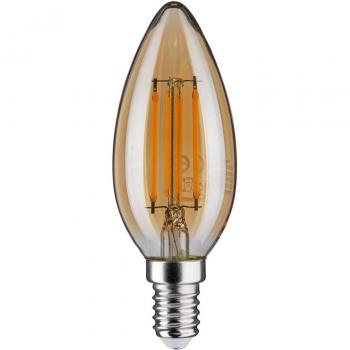 RadiantGold LED Candle – 4.7 W, 2500 K, E14 Base, Dimmable