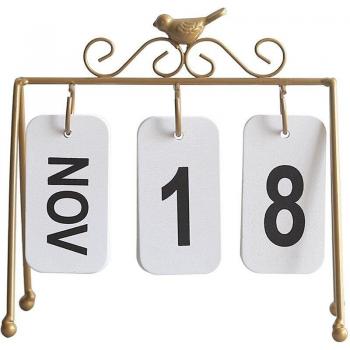 Calendrier à rabat avec motif oiseau en fer forgé