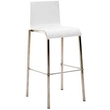 CLP Barhocker (Edelstahl‑Gestell) – KADO Modell, weißer Sitz, 75 cm Höhe