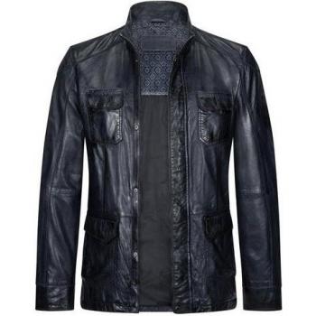 Milestone Lederjacke Jose Herren – Blauer Fieldjack mit Lammnappa-Leder