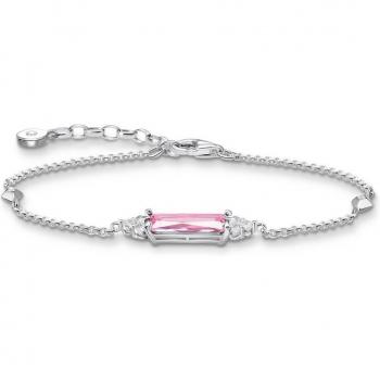 THOMAS SABO Silver Octagon Cut Pink CZ Bracelet For Women