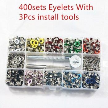 400 Sets 5MM Varied Color Metal Eyelets and Grommets for Crafting with 3PCS Install Tools