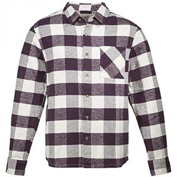 Dolomite Long Sleeve Flannel Check Shirt (2XL) – Latte Beige with Cosmic Red Accent
