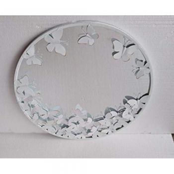 Miroir Élégance Papillon – Métal Blanc, Format Rond 625 x 23 cm