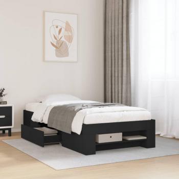VidaXL Engineered Wood Bed Frame Black 100x200 cm