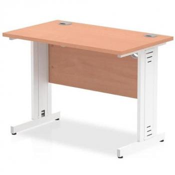 Dynamic Impulse 1000/600 Rectangle White Cable Managed Leg Desk Beech