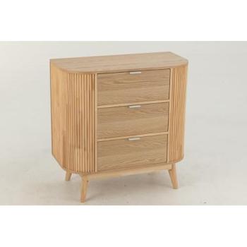 Commode 3 Tiroirs en Bois Fini Naturel 40x80x80 cm