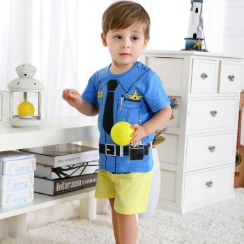 Neugeborenes Baby Polizist Outfit T-Shirt + Shorts Baumwolle DS19