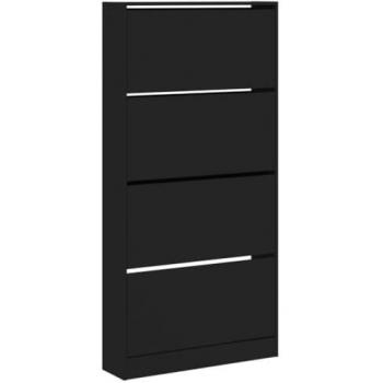 4-Drawer Shoe Cabinet in Black 80x21x163.5 cm