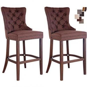Taipei Barhocker Set (2 Stück) – Stoff in Braun, antikes Gestell