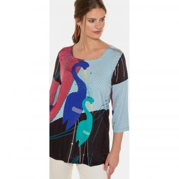 Women's Plus Size White Flamingo Stripe Knit Top, Size 24/26, Viscose