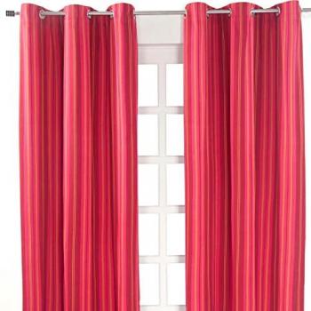 Classic Pink Stripe Window Curtain Duo – 117 × 137 cm