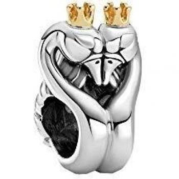 Charm Bicolore Cygnes et Cœur Pandora