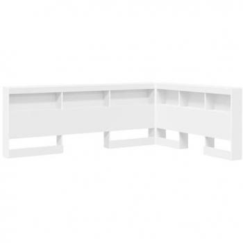 Tête de lit fonctionnelle blanche 160 cm avec rangement intégré