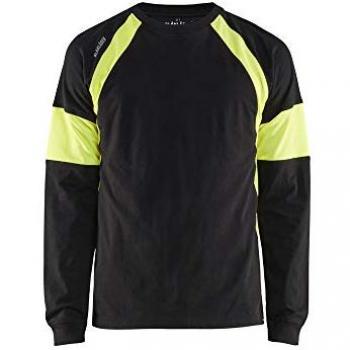 Blaklader Long Sleeve T-Shirt, Black/High Visibility Yellow, Size M