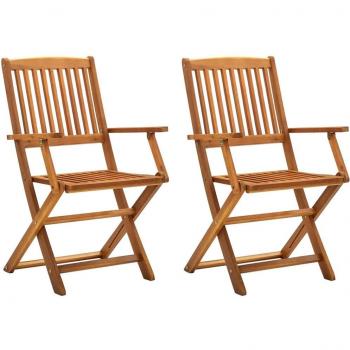 VidaXL Sillas de jardín plegables 2 unidades madera maciza de acacia
