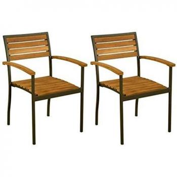 VidaXL Stapelbare Gartenstühle 2 Stk. Akazie Massivholz und Stahl