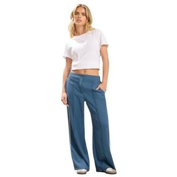 Blue Stripe Wide-Leg Trousers for Women, Size 16S