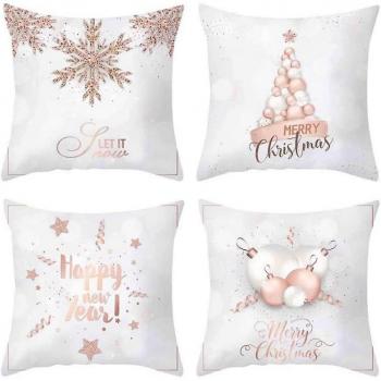Funda decorativa de Navidad oro rosa 45x45cm 4pcs