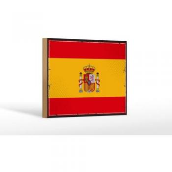 Retro Wanddekoobjekt Flagge Spaniens 18x12 cm