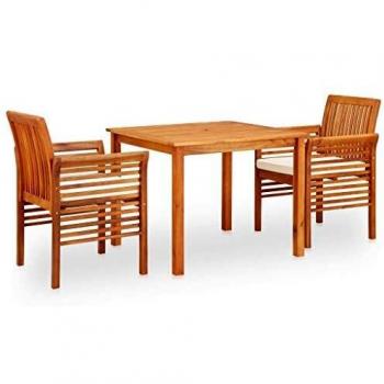 VidaXL Set da Pranzo per Esterni 3 pz con Cuscini in Legno Massello