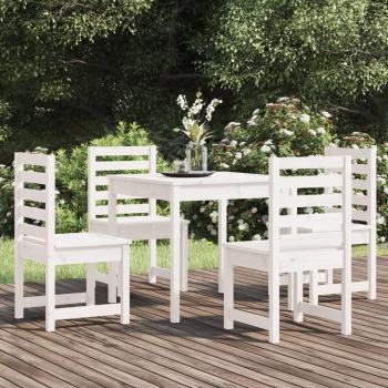 Set da Pranzo Giardino 5pz Bianco in Legno Massello di Pino