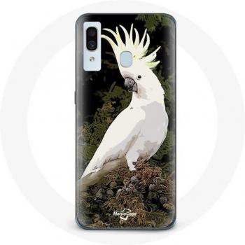 Samsung Galaxy A20e Beschermhoes Cacatoe Witte Papegaaien op de Boom
