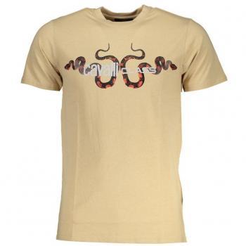 Cavalli Class Beige Cotton T-Shirt for Men