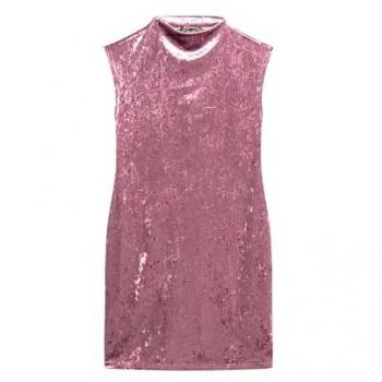 Superdry Robe Moulante Velours Rose Femme Petite