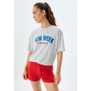 Koton Kurzärmeliges T-Shirt mit Motiv für Damen