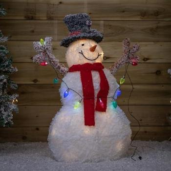Glittering White Wonder 90cm Frosted Tinsel Snowman