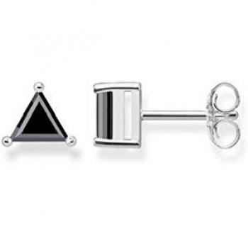 Thomas Sabo „Dreieck‑Glanz“ Damen‑Ohrstecker – Schwarz, 925 Sterling Silber H1968‑051‑11