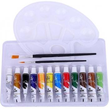 Kit de 15 couleurs de peinture à l'huile avec palette aléatoire et pinceau