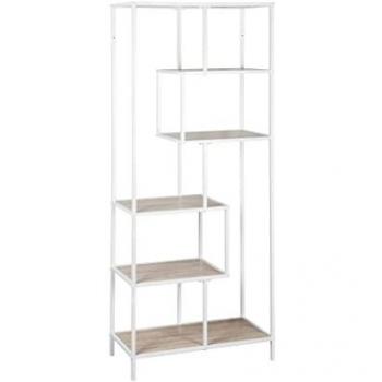 Libreria in metallo e legno, stile industriale, 6 livelli
