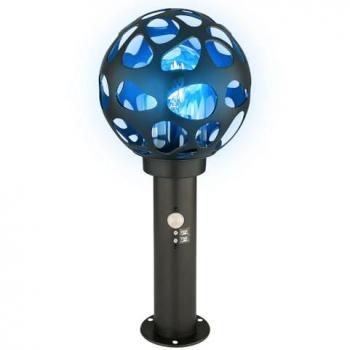 Lampadaire extérieur à détection de mouvement – finition acier inoxydable, lampe de chemin boule
