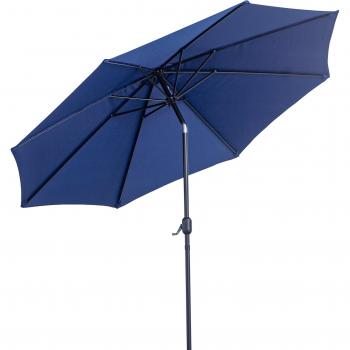 Ombrellone da Giardino 3x2.5 Inclinabile con Manovella e Palo Smontabile, in Metallo e Poliestere Blu