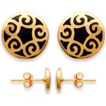 Cuffie Dorate di Lily: Alexandria Nero – 8 mm Oro Placcato [B8310]