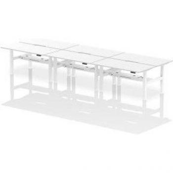 Back-to-Back Height-Adjustable Air Bench Desk for Six Person