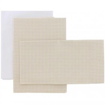 Cambrass Juego de Sábanas 3 Piezas para Cuna 60 Vichy10 Beige