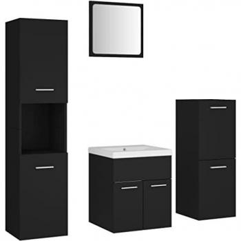 Conjunto de muebles de baño aglomerado negro Vidaxl