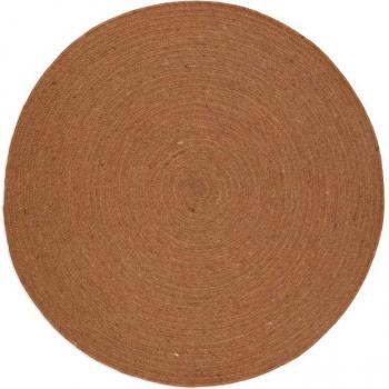 Marron NEETHU : Tapis rond de laine feutrée – Petit