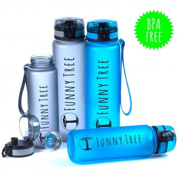 Funny Tree® Kindergarten Trinkflasche 1 L – farbenfroh, BPA‑frei, sicher verschlossen