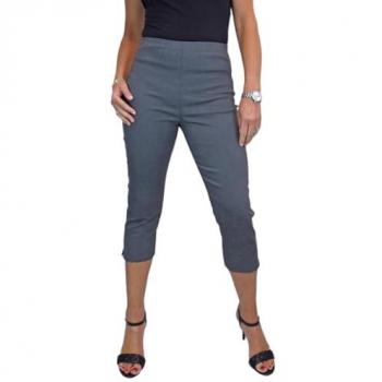 Grey Elasticated Waist Cropped Trousers for Women (Size 10)